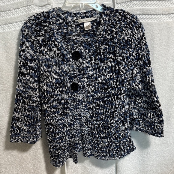 Jillian & Nicole Sweaters - Jillian Nicole Blue Black and White Knit Cardigan BD1-153